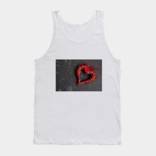 A  Vibrant Red Sparkling Heart Decoration Tank Top